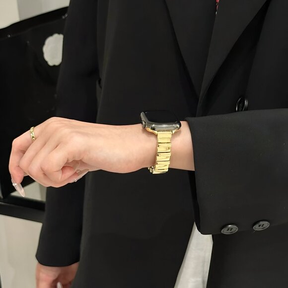 Apple Watch Band Stylish Adjustable Slim Strap Silver Stainless Band - Gold - Picture 2 of 4